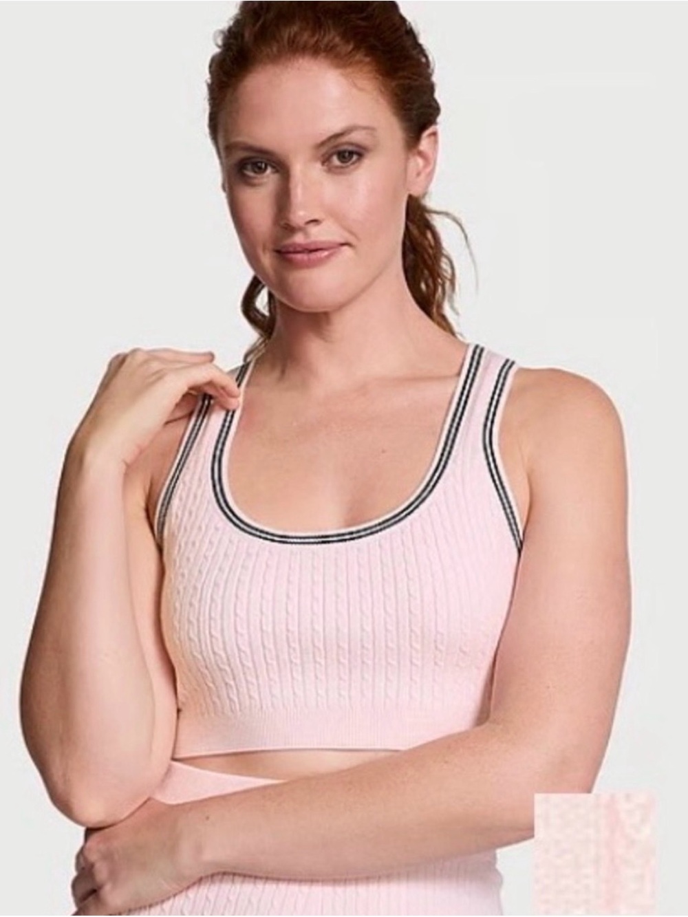 Victoria’s Secret pink Luxe Cable-Knit Bralette Size Medium NWT